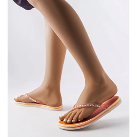 Flip-flops Patrier portocalii cu strasuri portocale 2