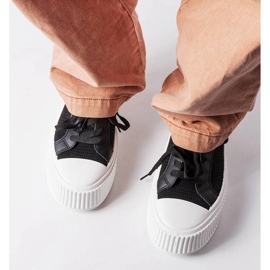 Tenisi negri din material textil pe platforma Mallus negru 2