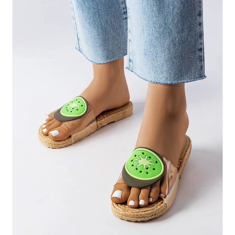 Papuci transparenti cu decor Foddie bej 1