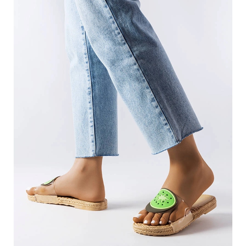 Papuci transparenti cu decor Foddie bej 2