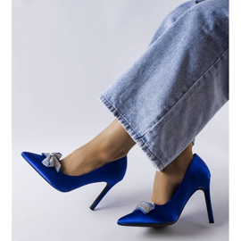 Ace albastre cu finisaj satinat și fundă Mia albastru 2