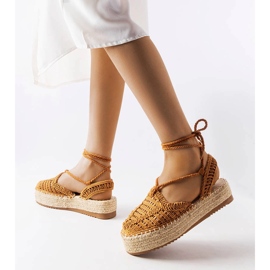 Espadrile cu șireturi camel de la Partenia maro 1