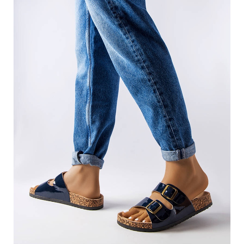 Tobogane din plută albastră cu catarame de la Lee Cooper LCW-22-35-1157L albastru 2