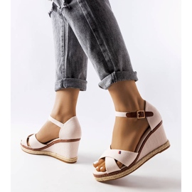 Espadrile cu pană Eleonora albe bej 1