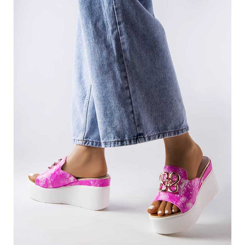 Sandale cu pană roz Havanna 1