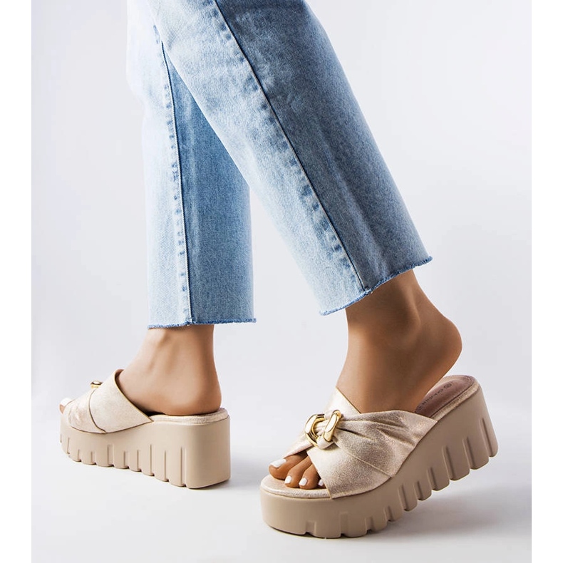 Papuci papuci Laura gold pentru dama de aur 2