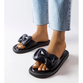 Papuci negri cu fundita de la Lende negru 1