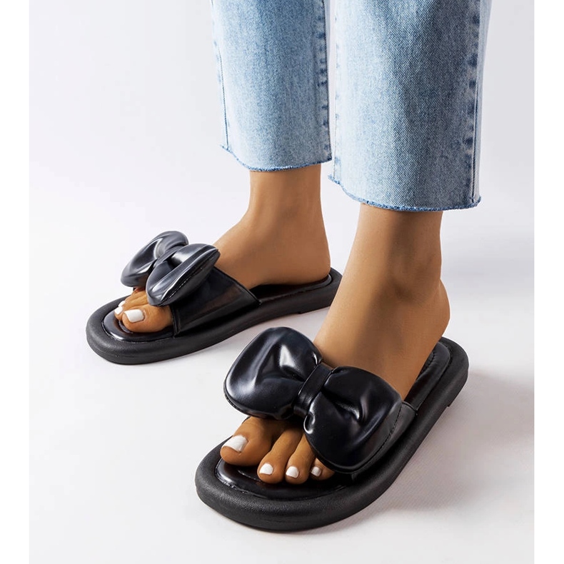 Papuci negri cu fundita de la Lende negru 1