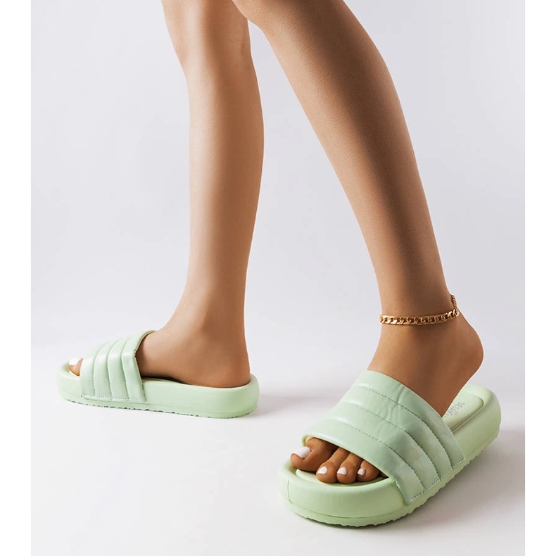 Inna Papuci verzi decorati cu matlasare Dorene verde 2