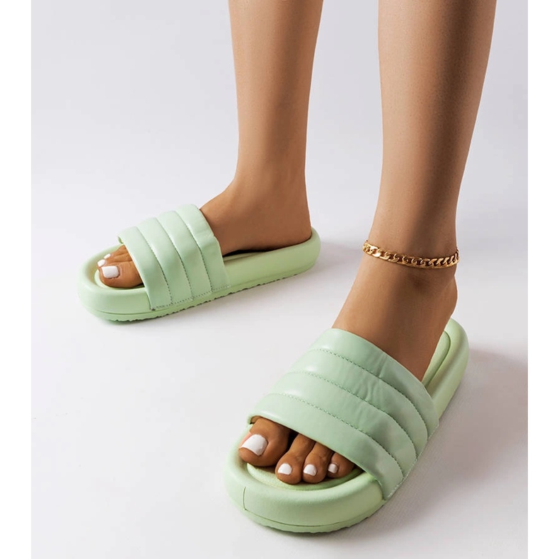 Inna Papuci verzi decorati cu matlasare Dorene verde 1