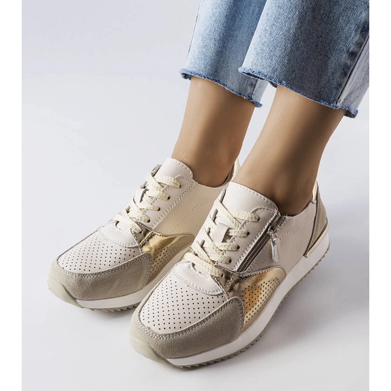 Goodin Pantofi bej din piele ajurata de la Galileo 1