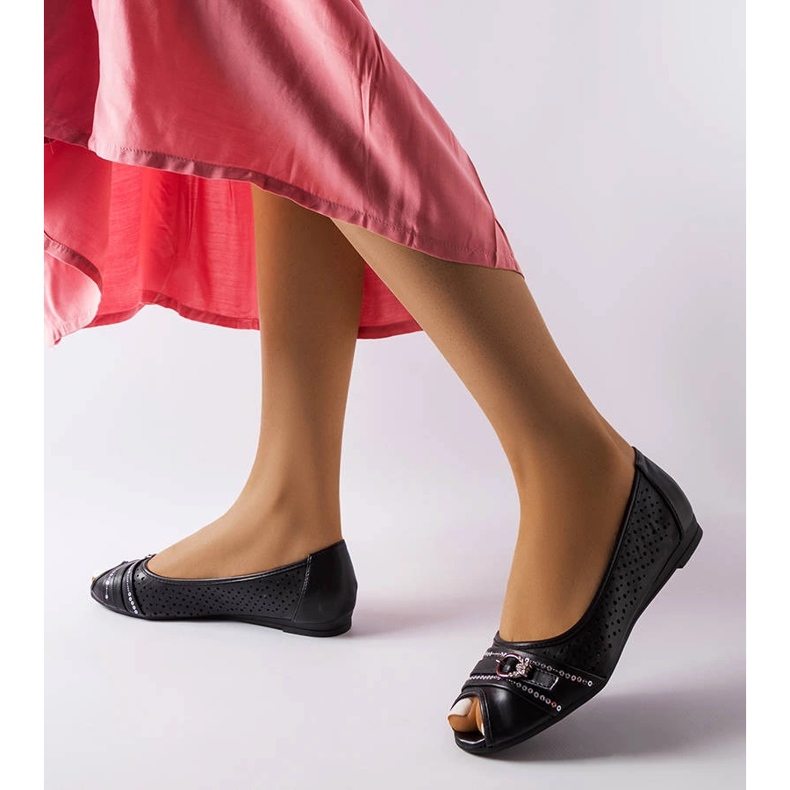 Balerini negri ajurati cu strasuri de la Creek negru 1