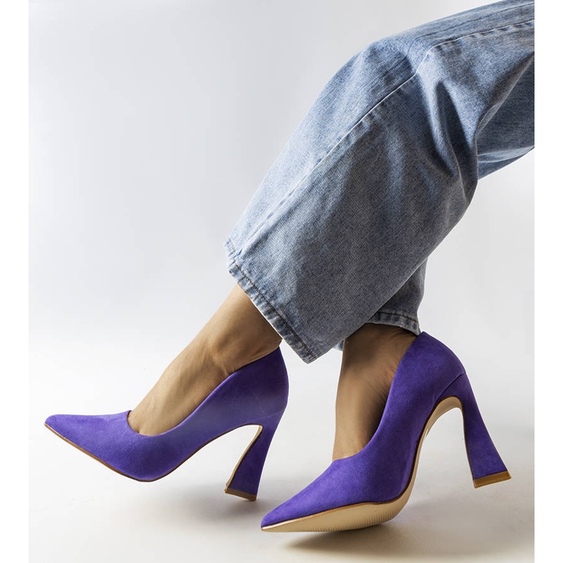 Pompe mov pe toc stiletto asimetric de la Linda violet 2