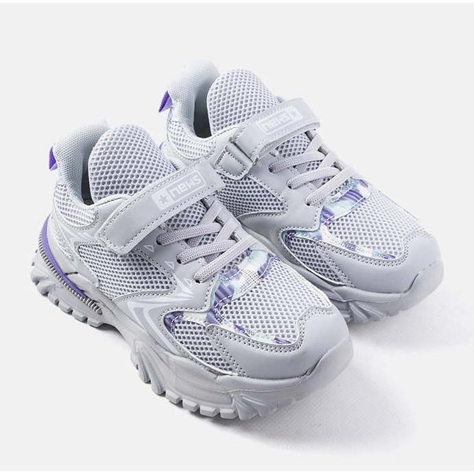 Tenisi gri pentru copii cu velcro de la Robillard 1