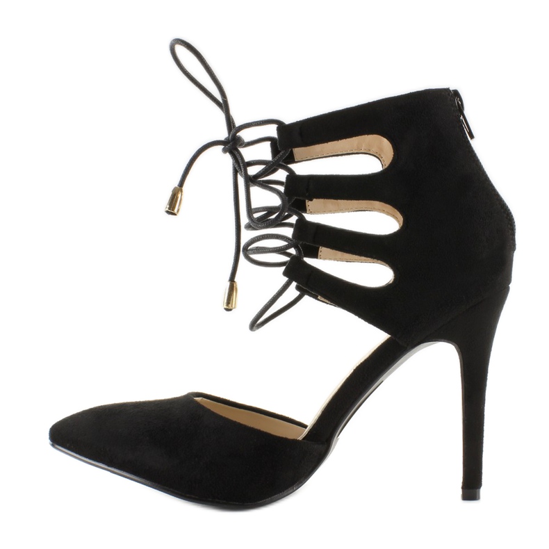 Stilete din piele intoarsa legati la glezna Negri negru 1