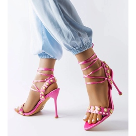 Sandale roz decorate cu perle Grange 1