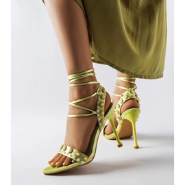 Sandale verzi decorate cu perle Grange verde 1