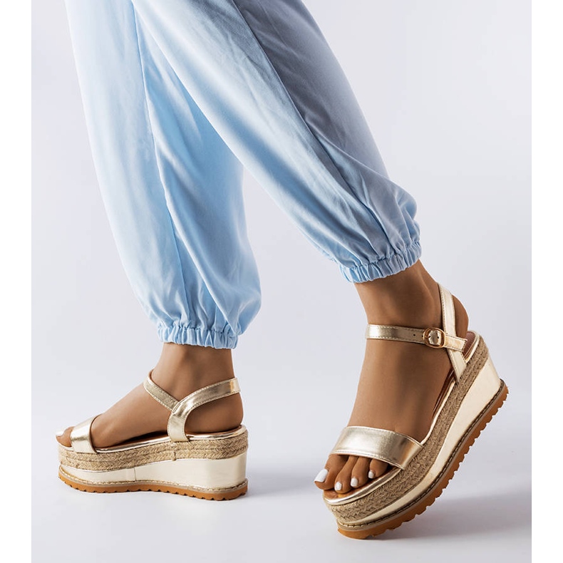 Accesați sandale cu pană aurii de aur 1