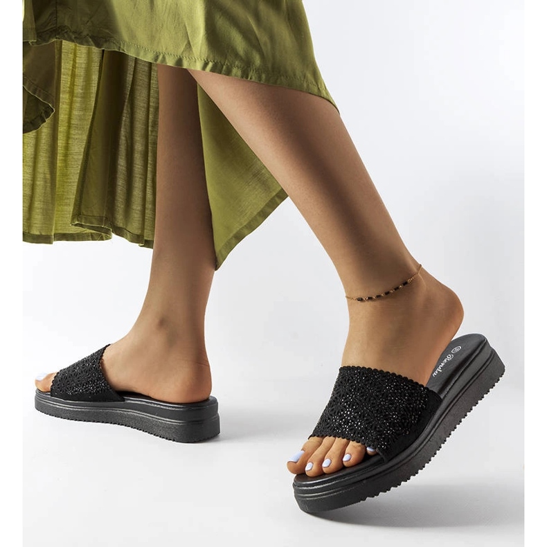 Glisoare ajurate negre cu zirconi de la Irvine negru 2 Glisoare ajurate negre cu zirconi de la Irvine negru 2