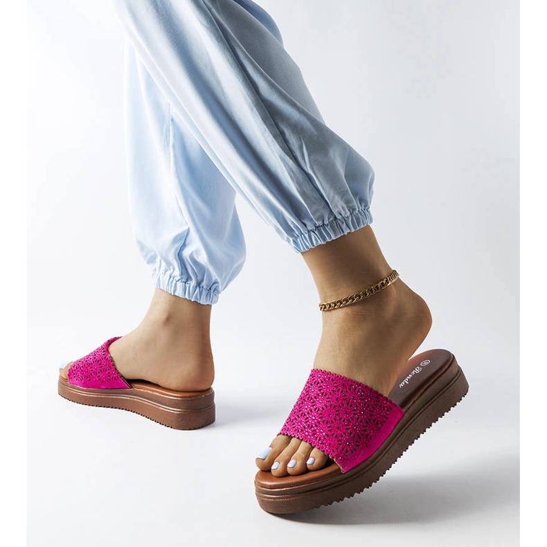 Glisoare ajurate roz închis cu zirconi de la Irvine 2