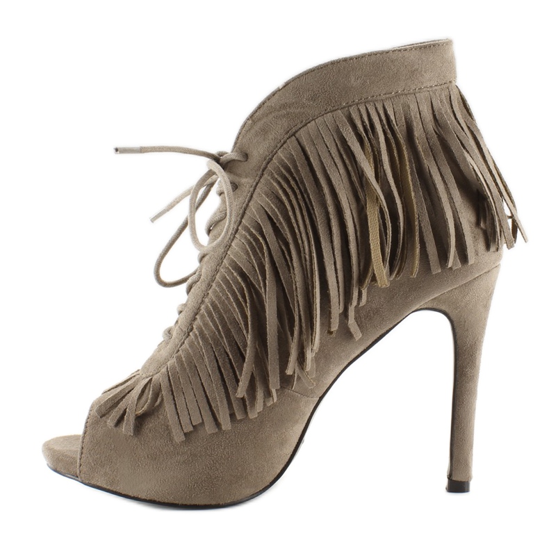 Cizme deschise cu șireturi, stil boho 11015 Kaki gri 1 Cizme deschise cu șireturi, stil boho 11015 Kaki gri 1