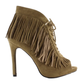 Cizme deschise cu siret, stil boho 11015 Verde 1