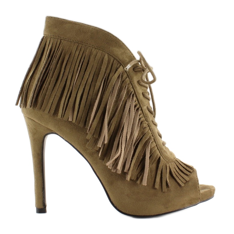 Cizme deschise cu siret, stil boho 11015 Verde 1