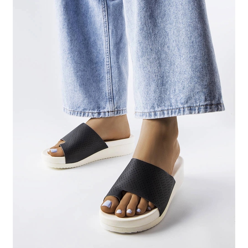 Sandale cu pană negre de la Monferrato negru 1