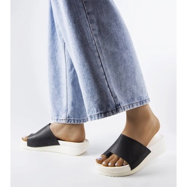 Sandale cu pană negre de la Monferrato negru 2