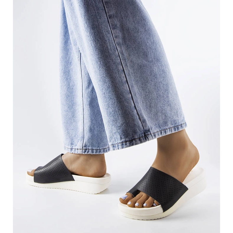 Sandale cu pană negre de la Monferrato negru 2