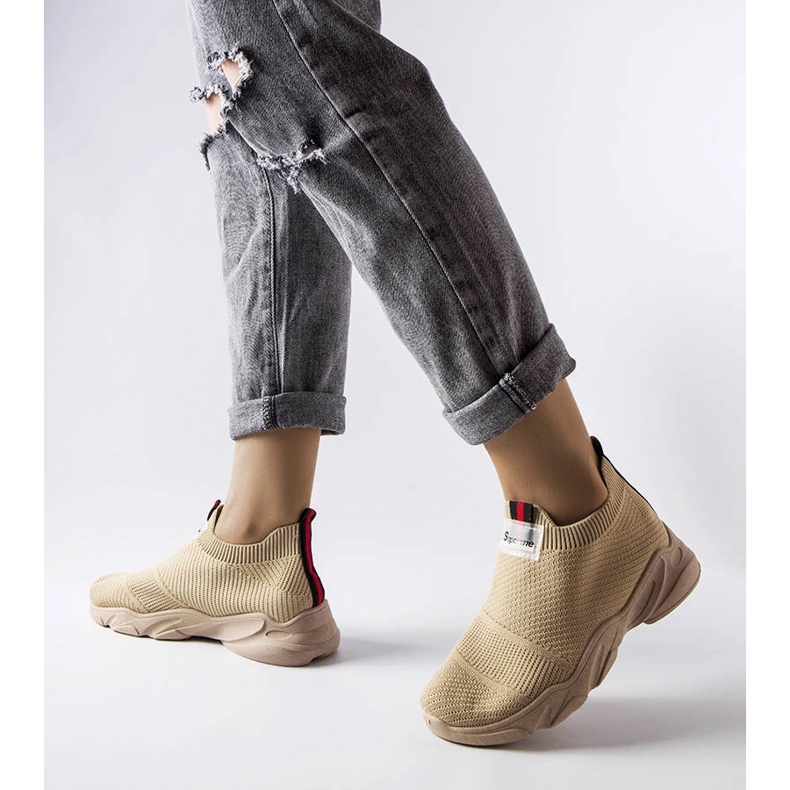 Tenisi slip-on bej închis de la Greco 1