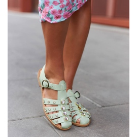 Sandale verzi decorate cu strasuri de la Gaetano verde 2