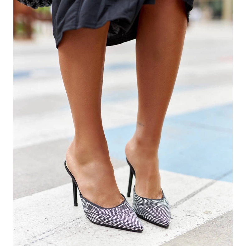 Sandale cu toc stiletto Ortensio negre cu strasuri negru 1
