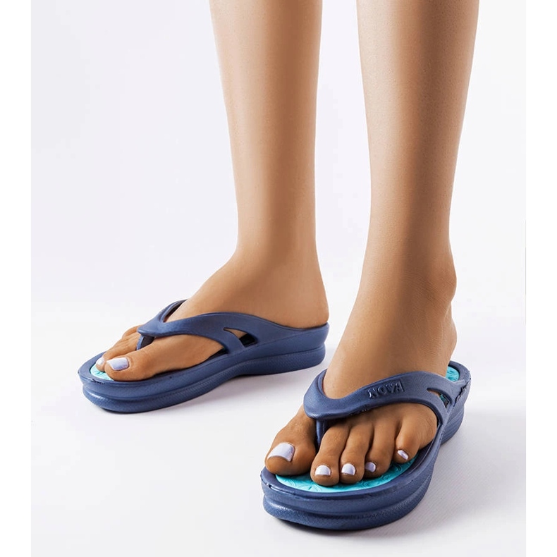 Flip-flops de culoare bleumarin lejer Isla albastru 1