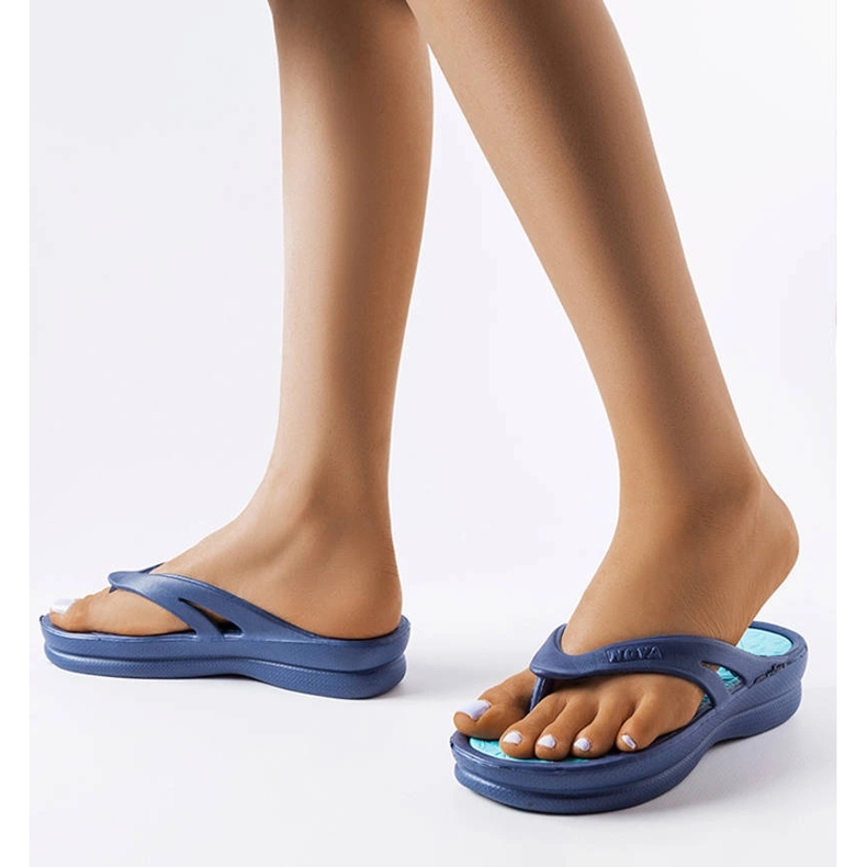 Flip-flops de culoare bleumarin lejer Isla albastru 2