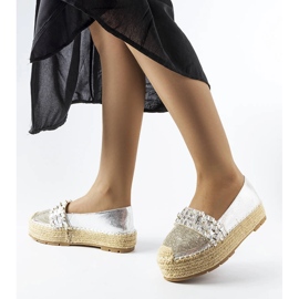 Espadrile argintii cu zirconiu cubic de la Lauro 1