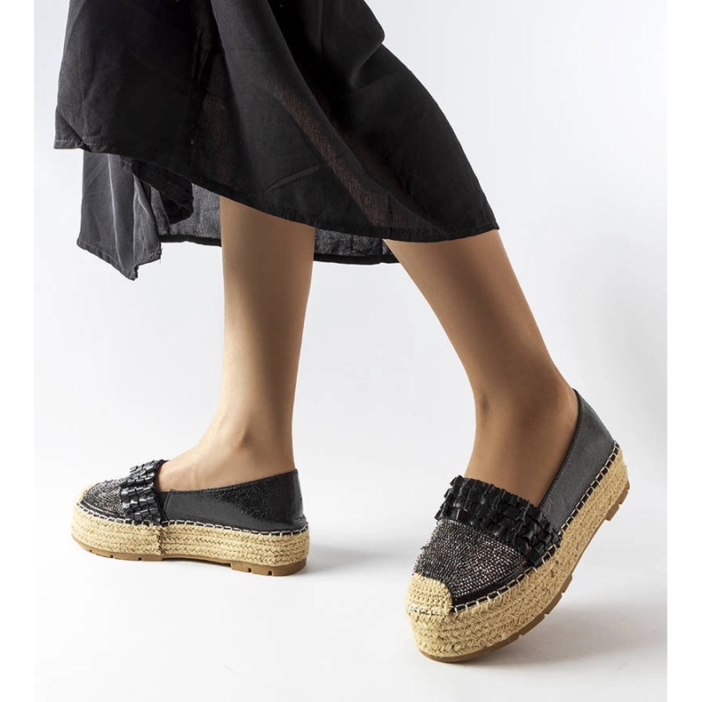 Espadrile negre cu strasuri de la Lauro negru 1