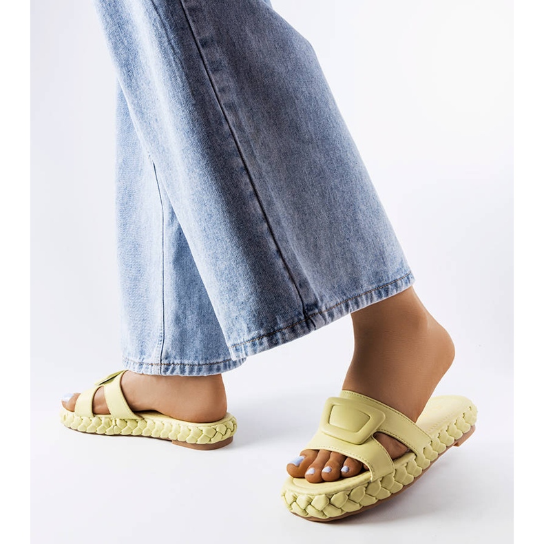 Papuci verzi pe platforma Francesco verde 2