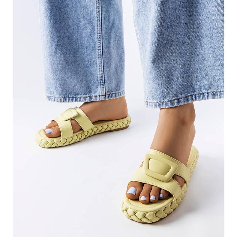 Papuci verzi pe platforma Francesco verde 1