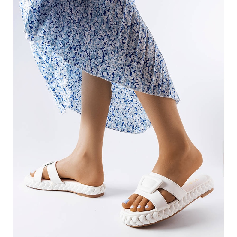 Francesco papuci albi pe platformă 2