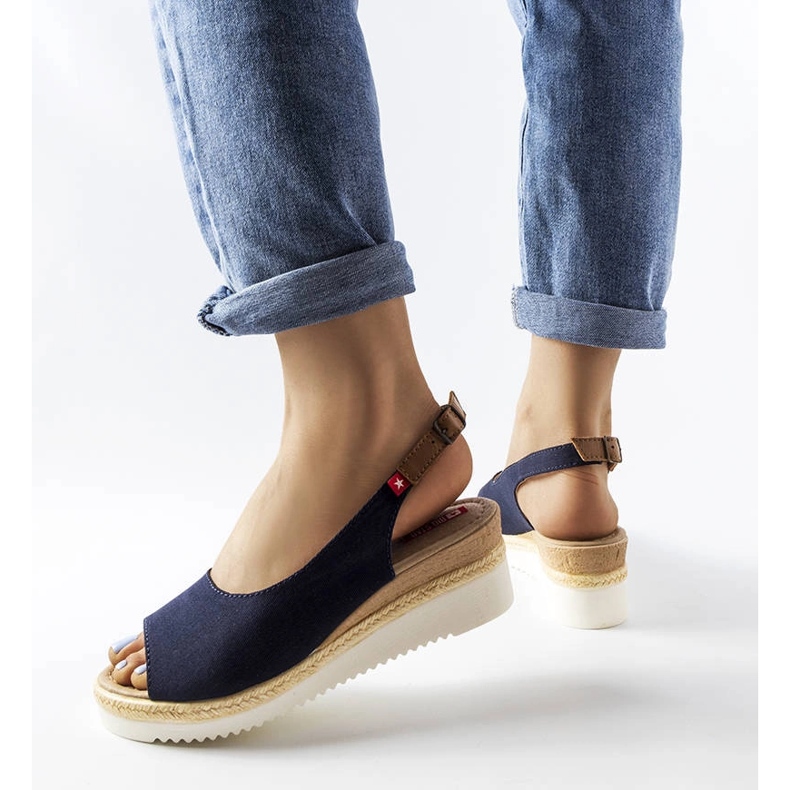 Sandale cu pană bleumarin Big Star JJ276046 albastru 1