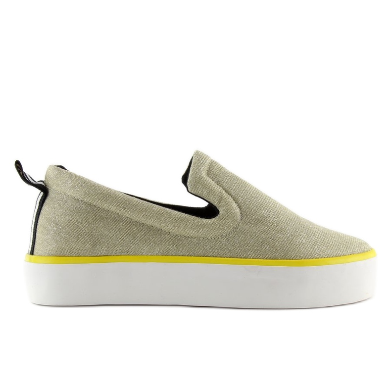 Slip-on iridescent cu cureaua pentru toc W-3004 Gold de aur 1