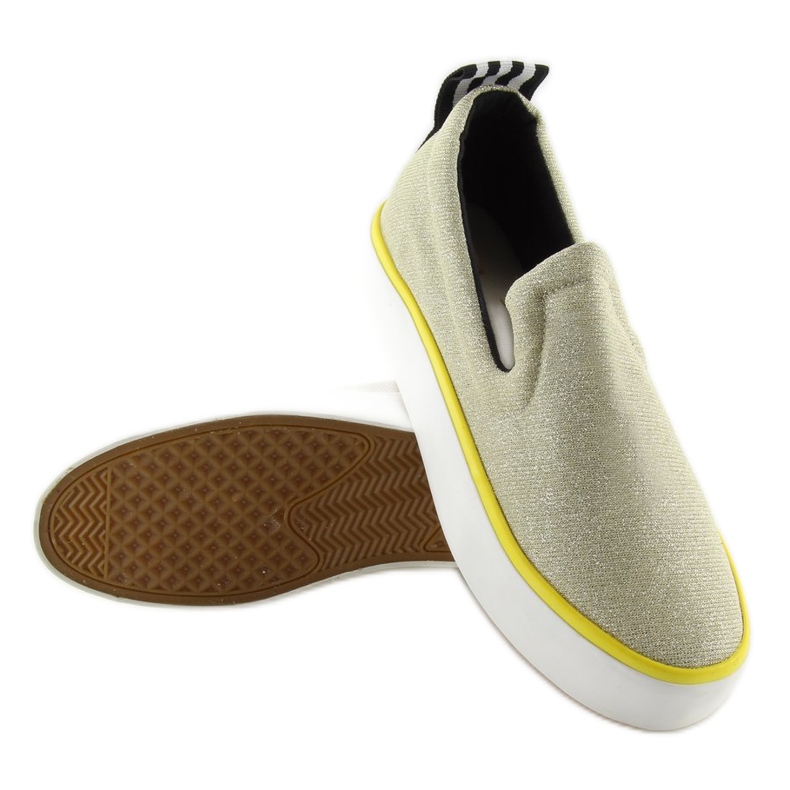 Slip-on iridescent cu cureaua pentru toc W-3004 Gold de aur 2