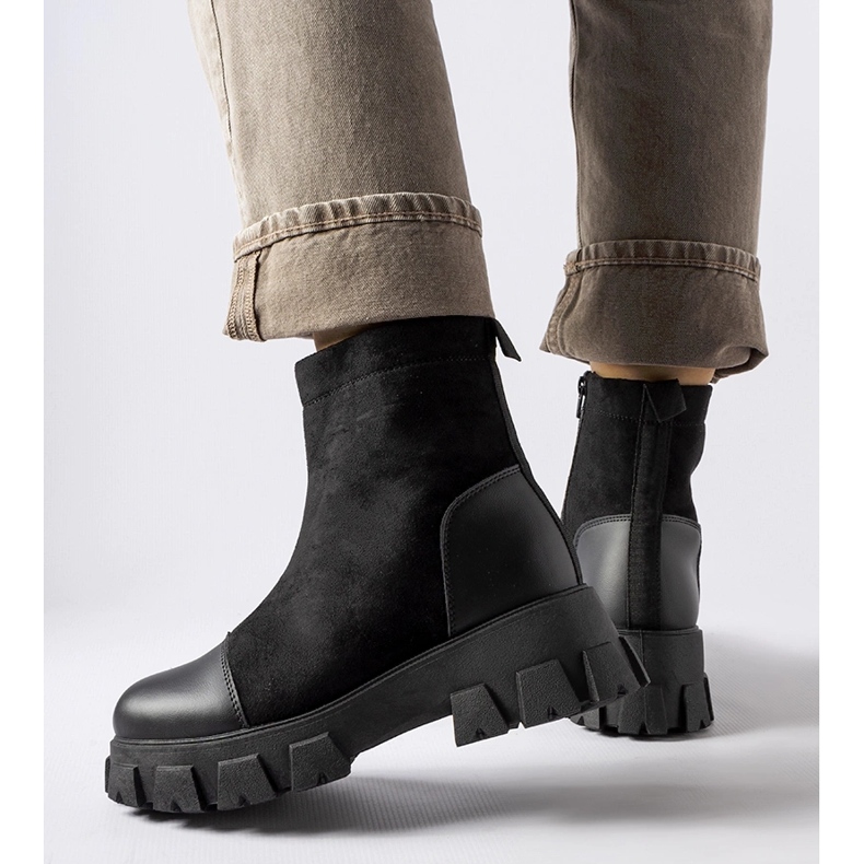 Muncitori din piele ecologică neagră cu banda de rulare Milo B026-17 neagră negru 1