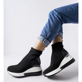 Tenisi negri din material textil cu pene Casgio negru 1