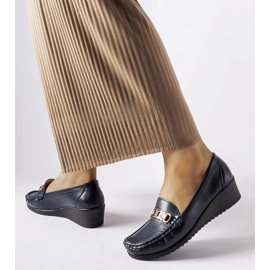 Mocasini bleumarin cu pană cu cataramă de la Lerino albastru 1