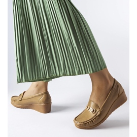 Mocasini maro cu cataramă pană de la Lerino bej 1