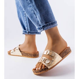 Șlapi aurii cu tălpi din plută Cincinna de aur 2