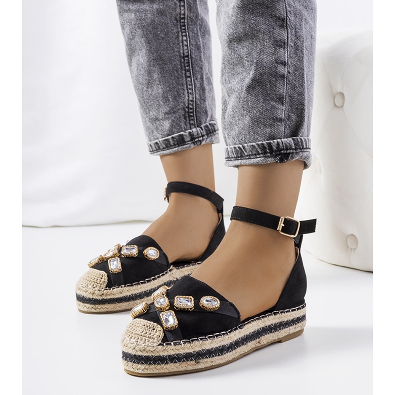 Espadrile negre cu zirconiu Taimi negru 1