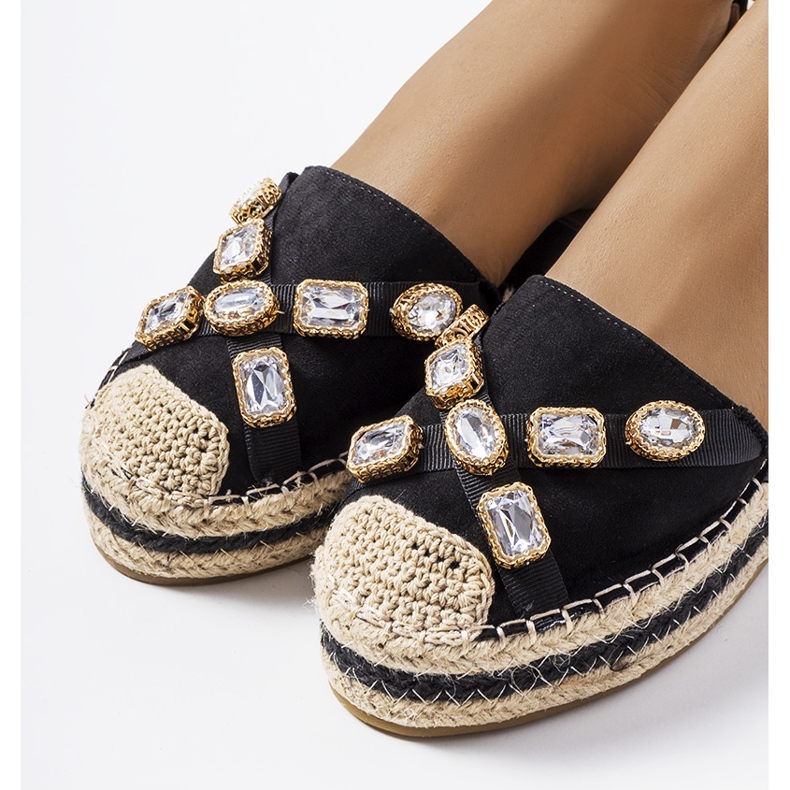 Espadrile negre cu zirconiu Taimi negru 2